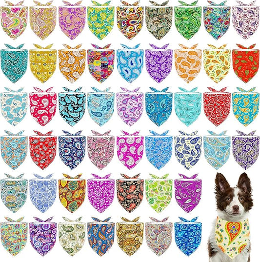 50PCS Big Dog Bandanas Paisley 33Inch for Large Extral Large XL XXL Breed Kerchief Triangle Bibs Scarves Pink Blue Yellow Red Girl Boy Grooming Costume