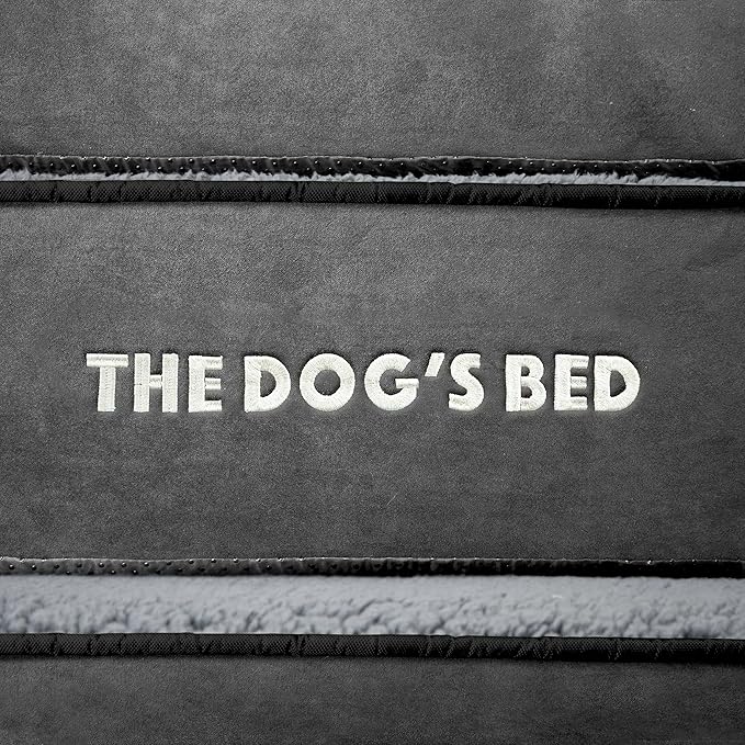 The Dog’s Bed Orthopedic Memory Foam Dog Bed, XL Grey Plush 46x28x4, Pain Relief for Arthritis, Hip & Elbow Dysplasia, Post Surgery, Lameness, Supportive, Calming, Waterproof Washable Cover