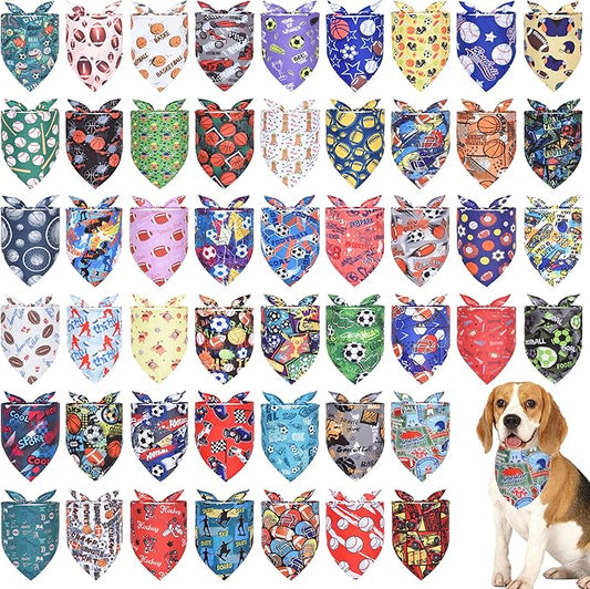50PCS Dog Bandanas Boy Large Bulk Sports America Football Baseball Basketball Racing Skate Soccer for Extral Large XL XXL Breed Scarves Grooming Accessories