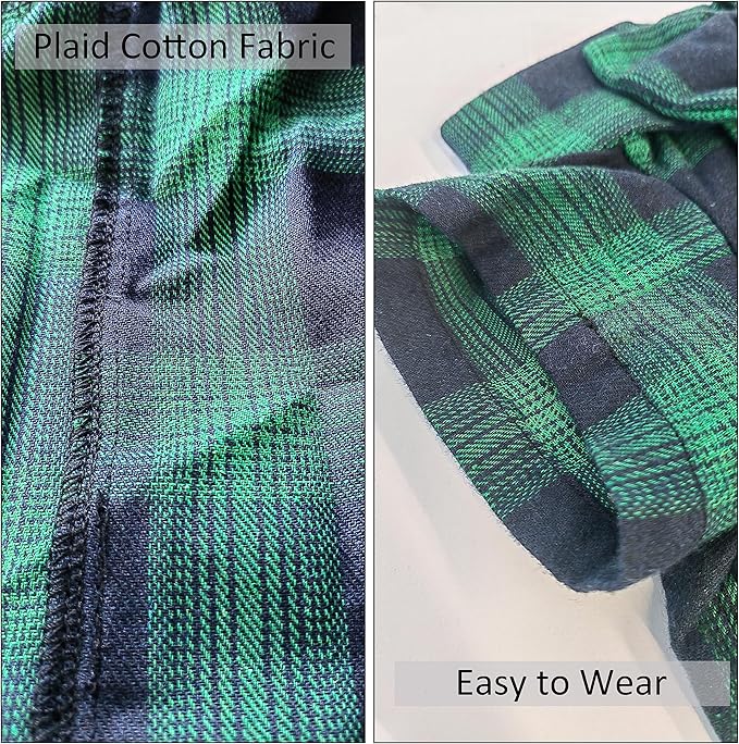 Soft Casual Dog Plaid Shirt,Gentle Dog Western Shirt Pet Clothes, Dog Cotton Shirt with Bow Tie for Wedding,Christmas Costumes (Medium, Green&Blue)