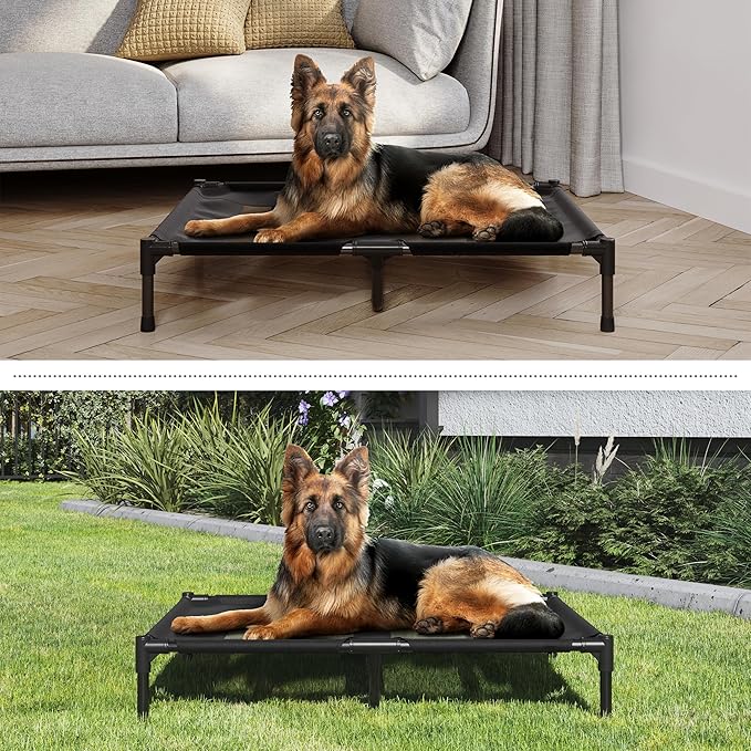 PETMAKER Elevated Dog Bed - 36x30-Inch Portable Pet Bed with Non-Slip Feet - Indoor/Outdoor Dog Cot or Puppy Mattress for Pets up to 80lbs (Black)