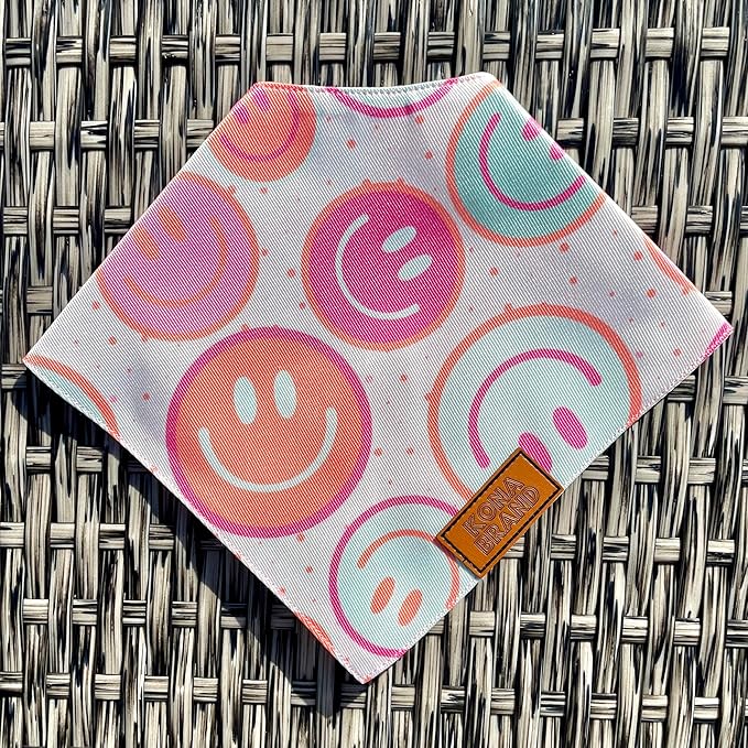KonaBrandCo- Premium Handmade Dog Bandana | Dual Layered Silky Durable Polyester Fabric | Adjustable Fit Custom Shape- Won't Roll (Medium, BETTY)