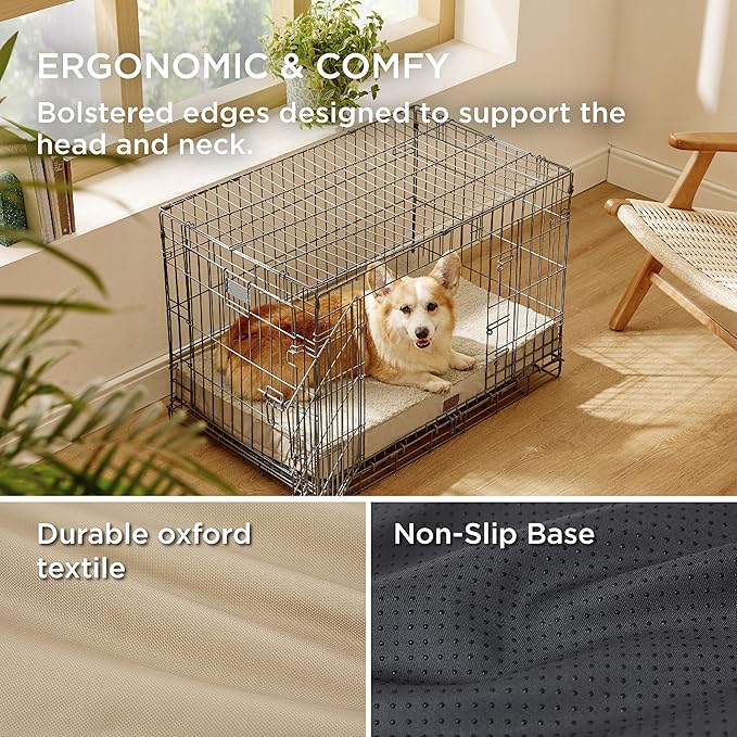 Bedsure Large Dog Bed for Crate - Orthopedic Waterproof Pet Beds with Removable Washable Cover, Egg Crate Foam Crate Mat, Suitable for Pet Up to 50 lbs