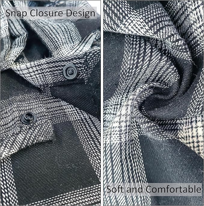 Soft Casual Dog Plaid Shirt,Gentle Dog Western Shirt Pet Clothes, Dog Cotton Shirt with Bow Tie for Wedding,Christmas Costumes (Large, White&Black)