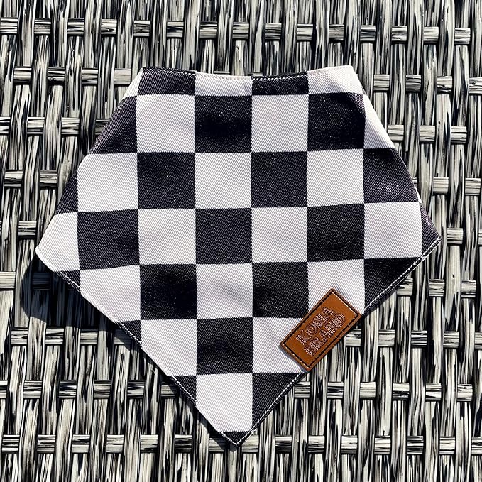 KonaBrandCo- Premium Handmade Dog Bandana | Dual Layered Silky Durable Polyester Fabric | Adjustable Fit Custom Shape- Won't Roll (Medium, OLLIE)