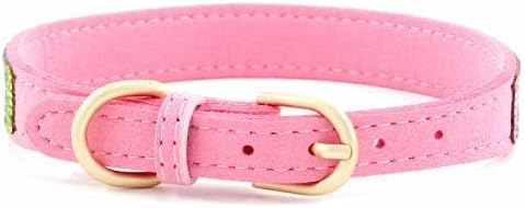 Rhinestone Dog Collar, Cute Dazzling Sparkling Soft Suede Leather Dog Cat Rhinestone Collar Crystal Diamond Pet Dog Puppy Collar (S, Pink-3)