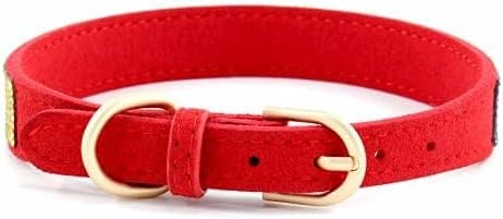 Rhinestone Dog Collar, Cute Dazzling Sparkling Soft Suede Leather Dog Cat Rhinestone Collar Crystal Diamond Pet Dog Puppy Collar (XS, Red-3)