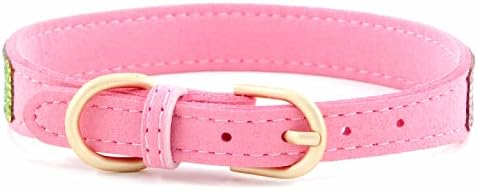 Rhinestone Dog Collar, Cute Dazzling Sparkling Soft Suede Leather Dog Cat Rhinestone Collar Crystal Diamond Pet Dog Puppy Collar (XXS, Pink-3)