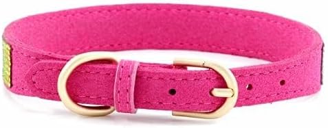 Rhinestone Dog Collar, Cute Dazzling Sparkling Soft Suede Leather Dog Cat Rhinestone Collar Crystal Diamond Pet Dog Puppy Collar (M, Hot Pink-3)