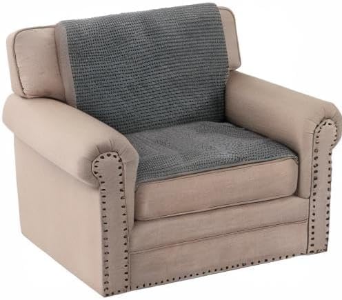 H.VERSAILTEX Plush Chenille Couch Armrest Cover 2 Packs Thick and Soft Sofa Covers Furniture Protector Cover for Pets (27.5" x 27.5", Grey)