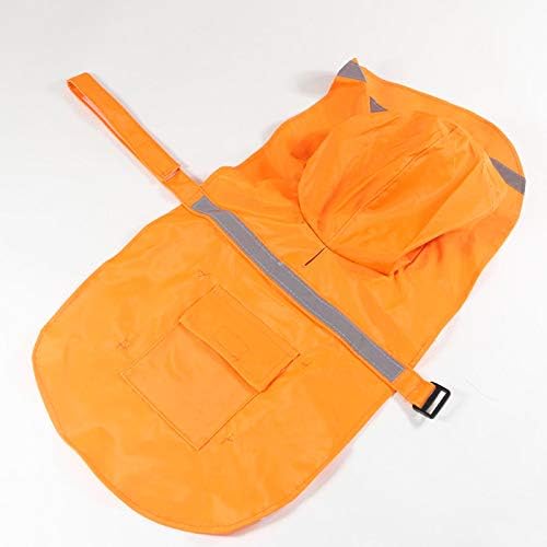 Adjustable Large Dog Raincoat with Strip Reflective - Waterproof Pet Rain Jacket Hoodie Poncho,for Large and Medium Dogs (Orange,L)