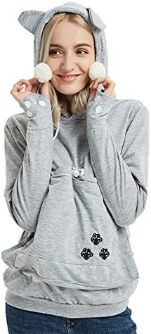 Unisex Pet Carrier Hoodie Cat Dog Pouch Holder Sweatshirt Shirt Top