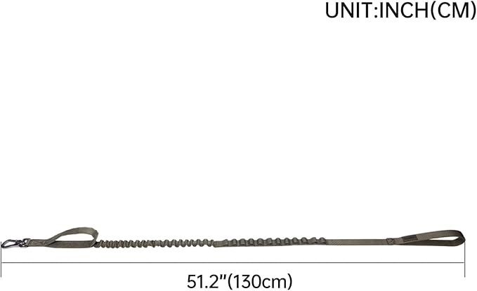 Excellent Elite Spanker Tactical Bungee Dog Leash Military Adjustable Dog Leash Quick Release Elastic Leads Rope with 2 Control Handle(Ranger Green)