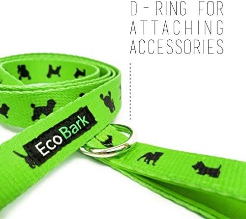 EcoBark Dog Leash - Soft & Reflective Comfort Training Leashes with Padded Handle - Strong Durable Heavy Duty - Training and Pulling for Small, Medium or Large Dogs (Green)