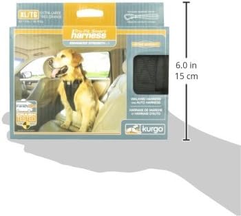 Kurgo Tru-Fit Enhanced Strength Dog Harness - Certified Crash Tested Car Safety Harness for Dogs - Metal Buckles, Padded Chest - Includes Pet Seatbelt - No Pull Training - Black, XL
