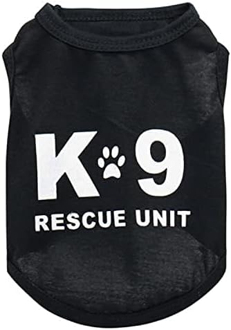 6 Pack Black Small Dog Shirt Puppy Clothes for Small Dog Boy Summer Casual Boss K9 Security Print Vest for Chihuahua Yorkies Small Dog Cat Fashion Outfits, Large