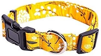 Dog Collar for Small Medium & Large Dogs - Heavy Duty Cotton, Long-Lasting, Adjustable and Durable Quick Release Collars Holiday Season - Spring Yellow