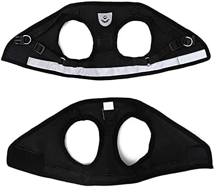 FEimaX Dog Harness and Leash Set for Walking, Soft Mesh Adjustable Easy Control Lightweight Cat Vest Harnesses with Reflective Strips, Escape Proof Small Dogs Cats Vests (Black, Medium)