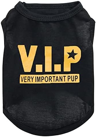 6 Pieces Dog Boy Summer Shirt Dog Black Shirts Sleeveless Printed Pet Shirt Puppy T-Shirt Breathable Puppy Vest Clothes Pet Apparel for Small to Medium Dog Puppy Cat