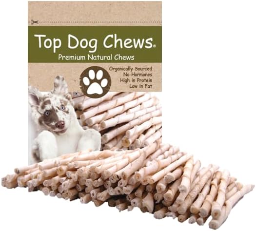 Top Dog Chews - All Natural Rawhide Dog Twists (100 Pack), Natural Chew Sticks for Healthy Teeth and Happy Dogs, Delicious Dog Treats for Canine Dental Care
