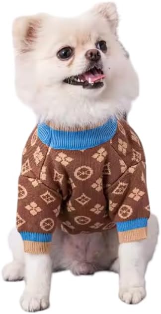 Designer Dog Clothes Sweater Shirt Outfit Small XS Teacup Cute Dogs Puppies French Bulldog Dachshund Chihuahua Cats Maltese Boy Girl (Small, BlueChewypawtton)