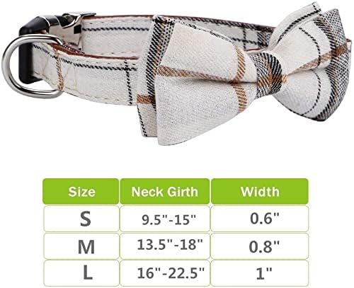 Faleela Soft &Comfy Bowtie Dog Collar,Detachable and Adjustable Bow Tie Collar,for Small Medium Large Pet (M, Beige)