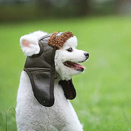 leconpet Dog Aviator Hat, Dog Winter Pilot Hat with Ear Flaps for Cold Weather (XL, Brown)