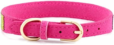 Rhinestone Dog Collar, Cute Dazzling Sparkling Soft Suede Leather Dog Cat Rhinestone Collar Crystal Diamond Pet Dog Puppy Collar (L, Hot Pink-3)