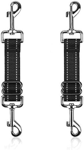 YUEPET Dog Safety Collar Clips 2 Pack Adjustable Prong Collar Backup Clips Reflective Double Ended Backup Clasp Leash Connector for Dog Harness to Collar Safety Clip(Black*2)