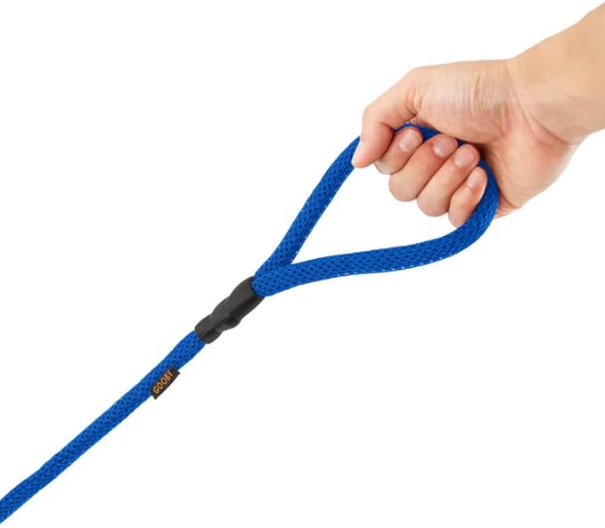 Gooby Mesh Leash - Blue, 4 FT - Breathable Mesh 4 Foot Leash for Small Dogs with Bolt Snap Clasp - On The Go Dog Leashes for Small, Medium, and Large Dogs