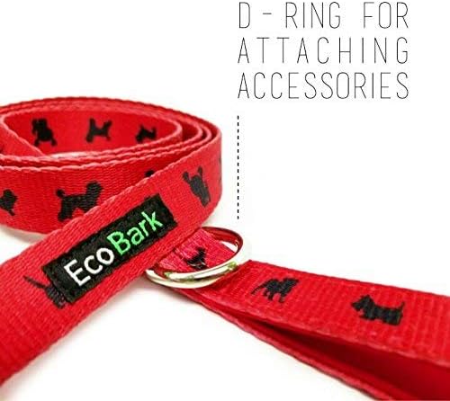 EcoBark Dog Leash - Soft & Reflective Comfort Training Leashes with Padded Handle - Strong Durable Heavy Duty - Training and Pulling for Small, Medium or Large Dogs (Red)
