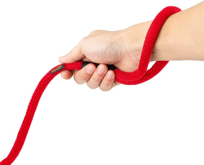 Gooby Mesh Leash - Red, 4 FT - Breathable Mesh 4 Foot Leash for Small Dogs with Bolt Snap Clasp - On The Go Dog Leashes for Small, Medium, and Large Dogs