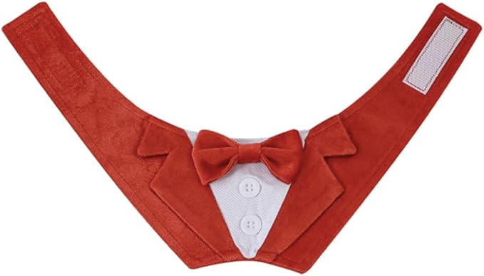 Dog Tuxedo Collar Suit for Wedding Engagement and Birthday, Halloween Formal Tux Bandana Costume with Orange Bow Tie and Adjustable Buckle,Suitable for Medium Pup (Orange, M)