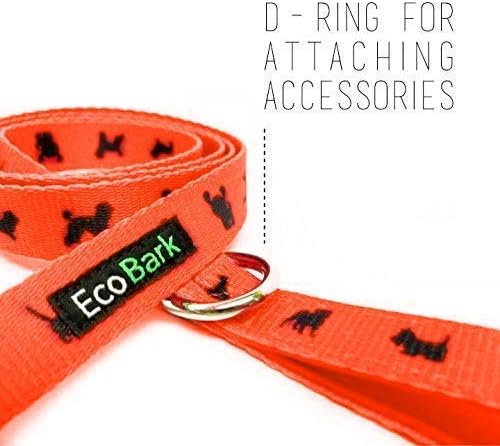 EcoBark Dog Leash - Soft & Reflective Comfort Training Leashes with Padded Handle - Strong Durable Heavy Duty - Training and Pulling for Small, Medium or Large Dogs (Orange)