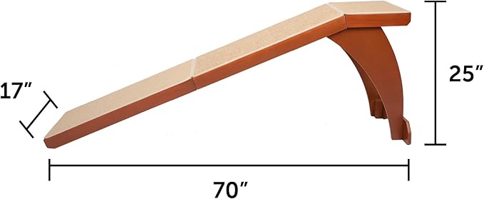 PetSafe CozyUp Wooden Bed Ramp for Cats & Dogs, Furniture-Grade with High-Traction Carpet Surface, Cherry