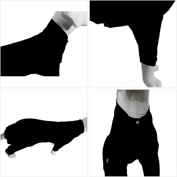 Lovelonglong Four Feet Dog Lightweight Pajamas, Pure Cotton Dog Jumpsuits 4 Legs Dog Onesies T-Shirt Stylish PJS Puppy Costume for Large Medium Small Dogs Black XXXL