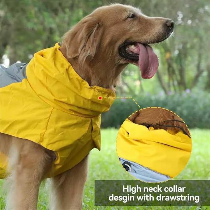 Dog Raincoat with Harness Built in,Outdoor Waterproof Puppy Rain Jacket for Small Dogs,Adjustable Waist by Strap Doggie Rain Coats,Yellow XS