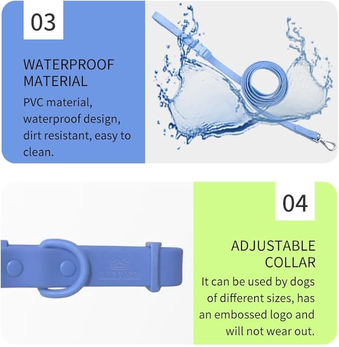 King Macks Dog Harness Set with Collar and Leash, Waste Bag Holder and Dirty Waste Bag Clip, Adjustable for Small/Medium/Large Dogs, Lightweight (Blue with Green, Small)