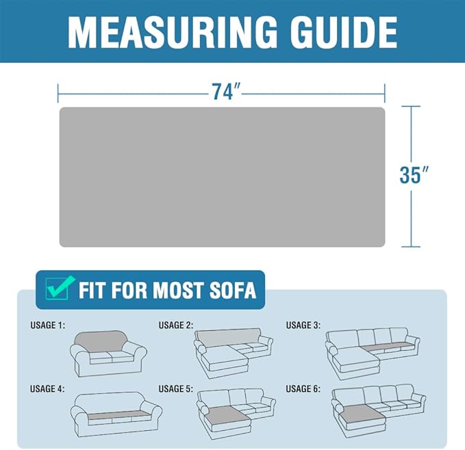 H.VERSAILTEX Plush Chenille Dog Bed Cover Thick Soft Sofa Cover for 3 Cushion Couch Anti Slip Couch Cover Furniture Protector for Dog, Pet, Cat (35" x 74", Caramel)