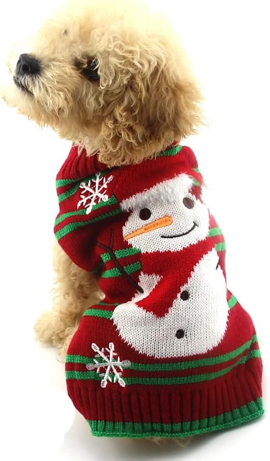 NACOCO Dog Snow Sweaters - Thick Snowman Sweaters for Small Dog and Cat (3XL, Xmas, New Year, Christmas)