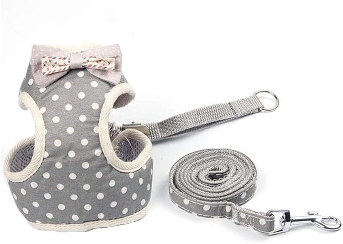 Puppy Harness and Leash Set for Walking Escape Proof Adjustable Soft Padded Mesh Front Vest Harness with Leash and Cute Bows Easy to Put On & Take Off Step in Dog Harness for Small Dogs and Cats