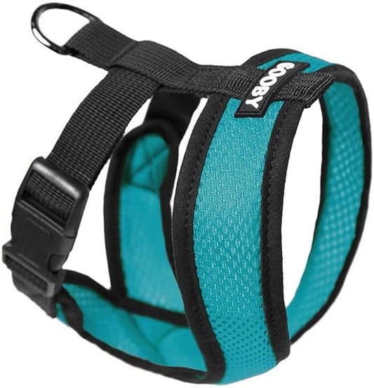 Gooby Comfort X Head in Harness - Turquoise, Small - No Pull Dog Harness, Patented Choke-Free X Frame - On The Go Dog Harness for Medium Dogs, Indoor and Outdoor Use