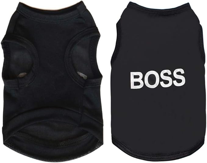 6 Pack Dog Clothes for Small Dogs Boy and Girl, Soft and Breathable Puppy Kitten Dog Shirts with Letters for Pet Dogs Cats, Black Dog T-Shirts Apparel Sleeveless Vests for Chihuahua Yorkies