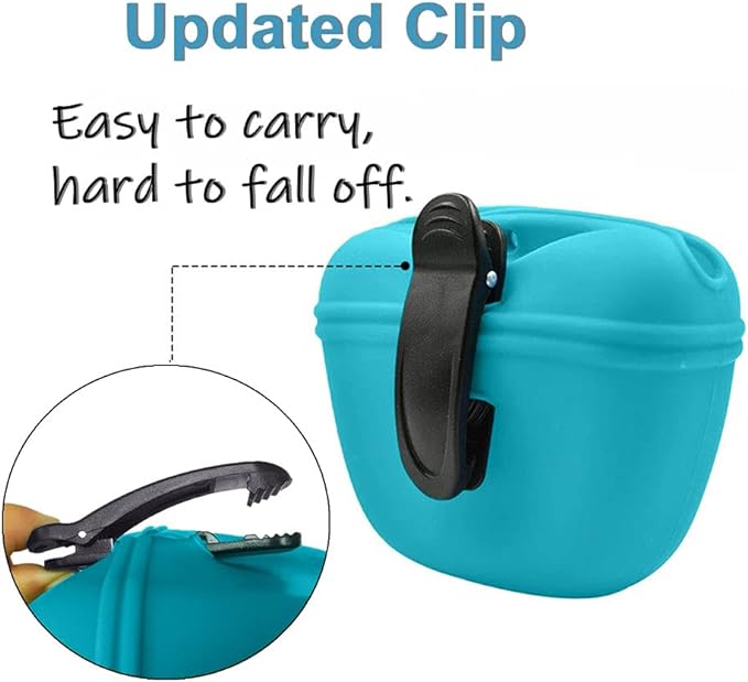 Silicone Dog Treat Pouch-Small Training Bag-Portable Dog Treat Bag for Leash with Magnetic Closure and Waist Clip - 2pieces [US Design Patent]