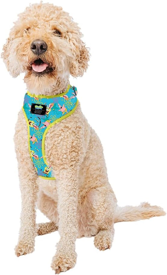 Dog Adjustable Harness - Spongebob Squarepants™ Jelly Fishin' - L, Breathable Mesh, No Pull Design with Two D-Rings, Patented Design, Ideal for Large Dogs - Officially Licensed