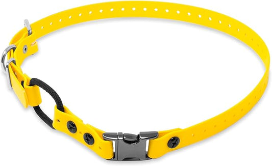 Educator Quick Snap Bungee Dog Collar, Biothane, Waterproof, Odorproof, Easy Connect and Disconnect Clasp and D Ring with Comfort Bungee Loop, Adjustable for Custom Fit, 1-Inch, Yellow