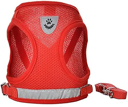 FEimaX Dog Harness and Leash Set for Walking, Soft Mesh Adjustable Easy Control Lightweight Cat Vest Harnesses with Reflective Strips, Escape Proof Small Dogs Cats Vests (Red, X-Small)