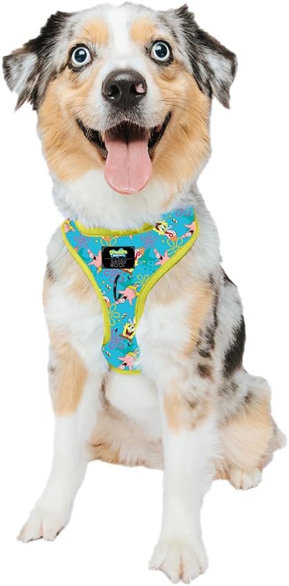 Dog Adjustable Harness - Spongebob Squarepants™ Jelly Fishin' - M, Breathable Mesh, No Pull Design with Two D-Rings, Patented Design, Perfect for Medium Dogs - Officially Licensed