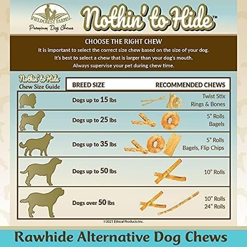 Fieldcrest Farms Nothing to Hide Natural Rawhide Alternative Flip Chips for Dogs - 3 Pack Bundle & Magnet (Chicken, Beef, Peanut Butter) Premium Easily Digestible Chews Great for Dental Health
