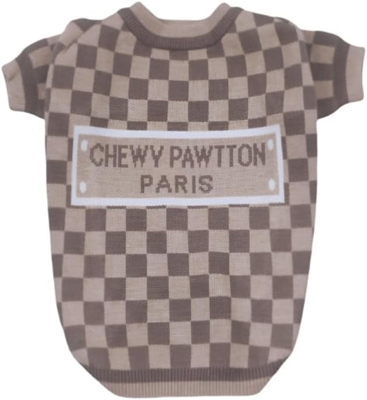 Designer Dog Clothes Sweater Shirt Outfit Small XS Teacup Cute Dogs Puppies French Bulldog Dachshund Chihuahua Cats Maltese Boy Girl (X-Small, DamierParis)